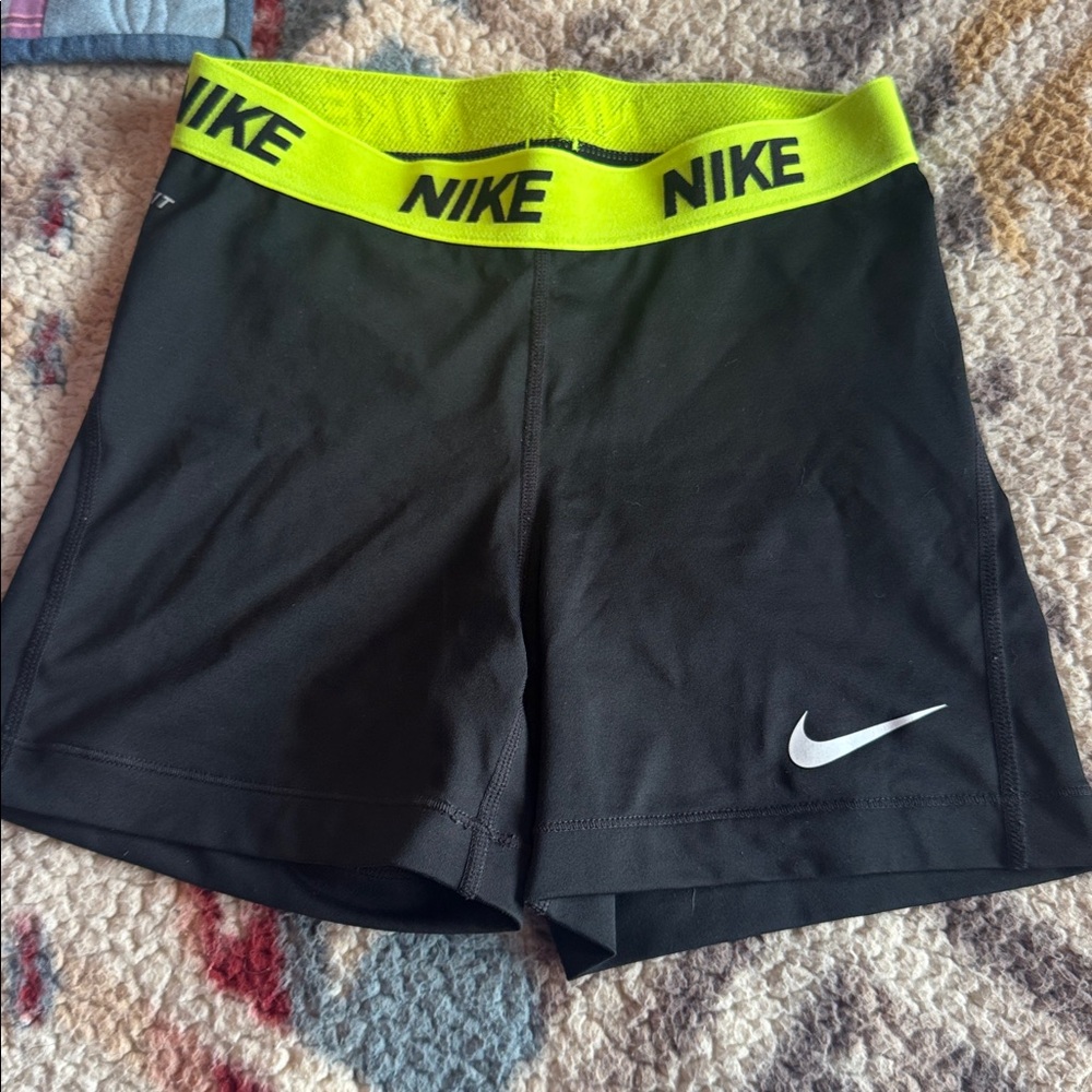 Nike Black Shorts with Neon Yellow Waistband